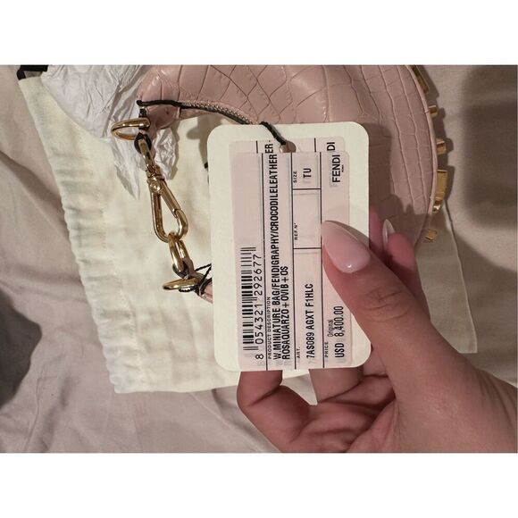 Crocodile leather fendi nano mini bag pink and gold new with tags - Picture 8 of 8